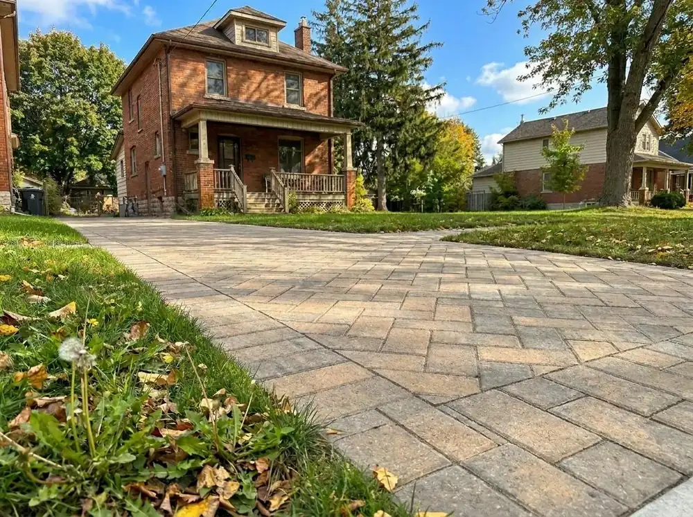 Interlocking stone driveway